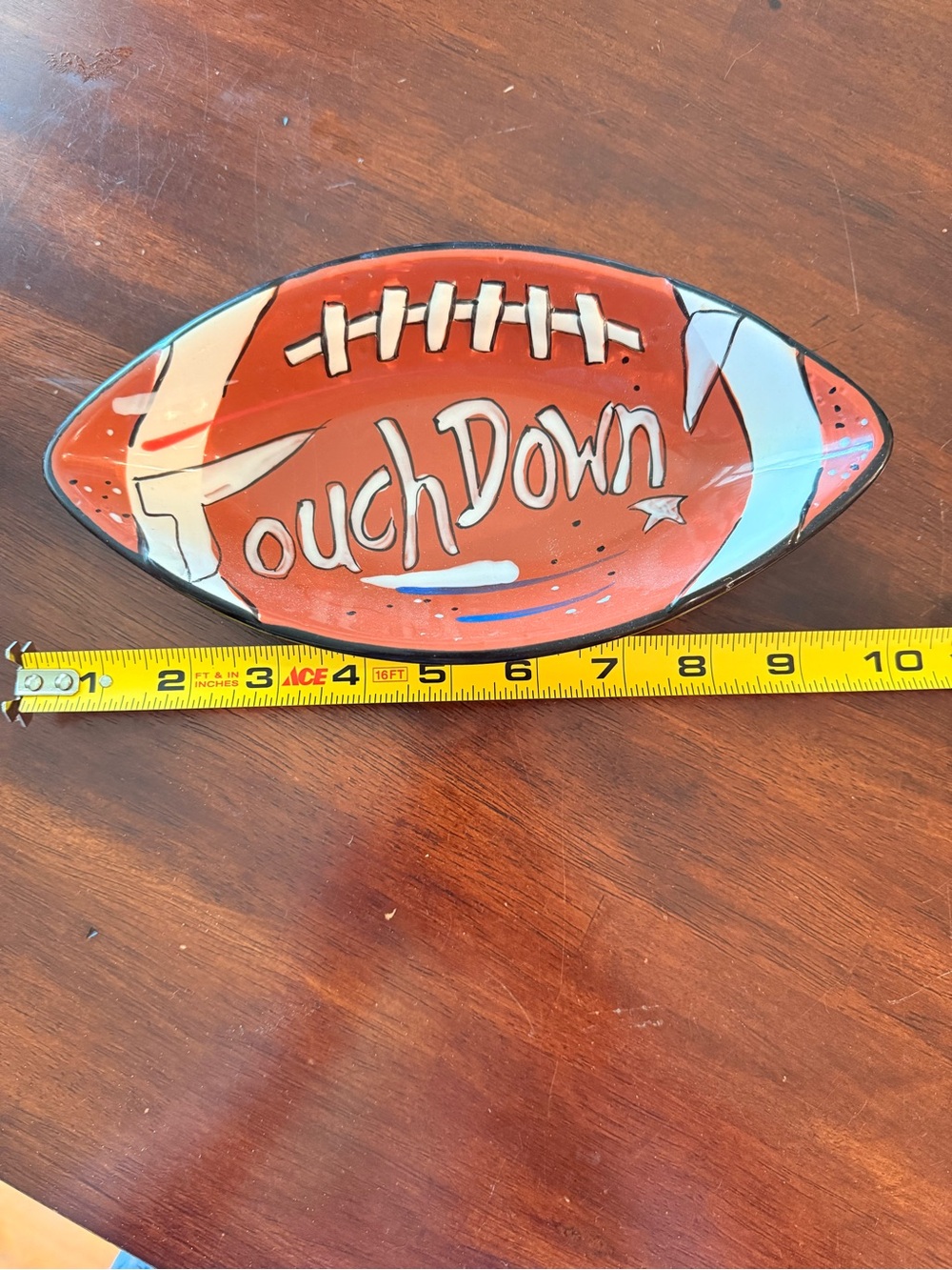 Touchdown Football Decorative Dish - Red and White